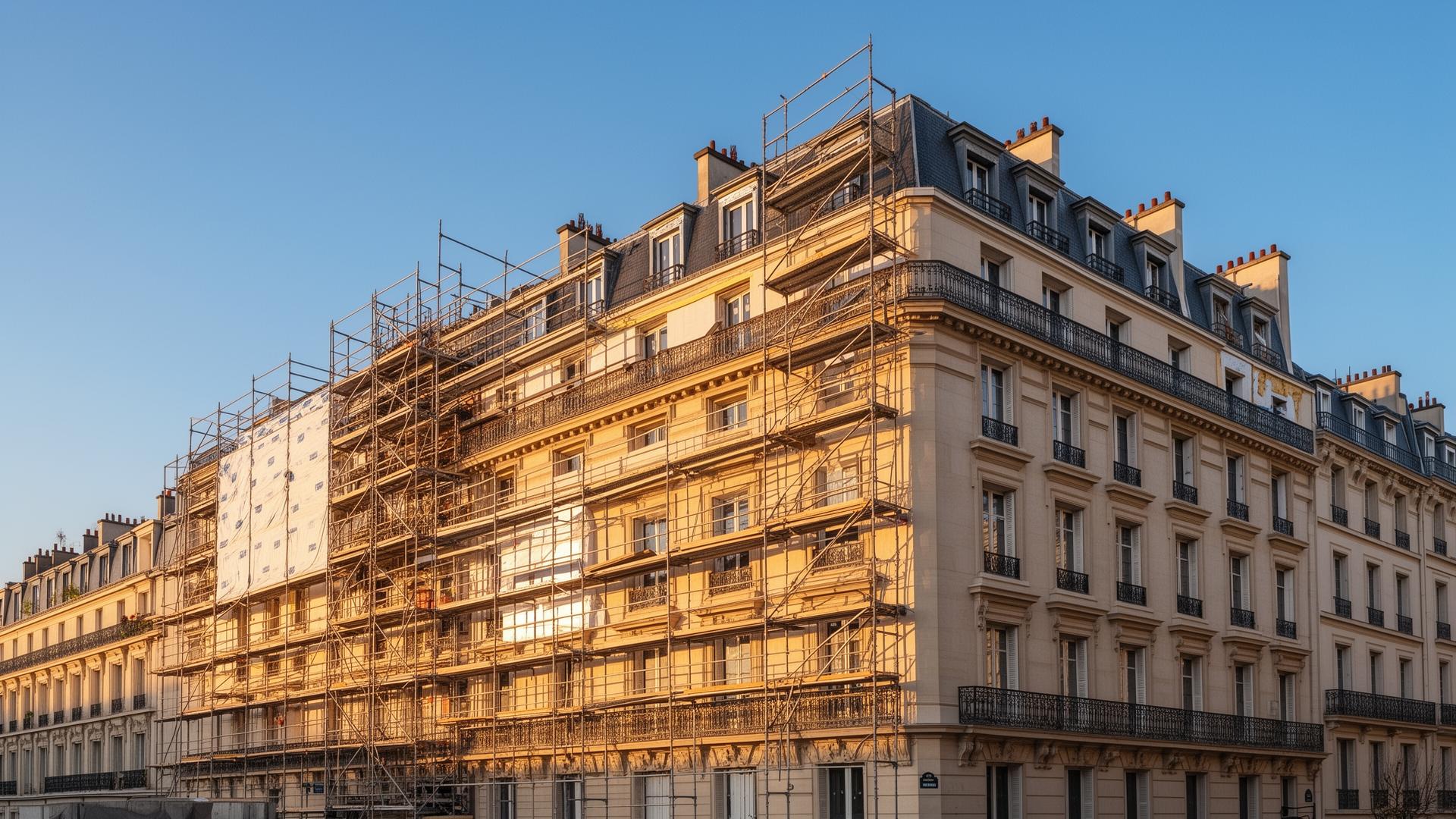 Copropriété en cours de rénovation énergétique avec isolation par l'extérieur